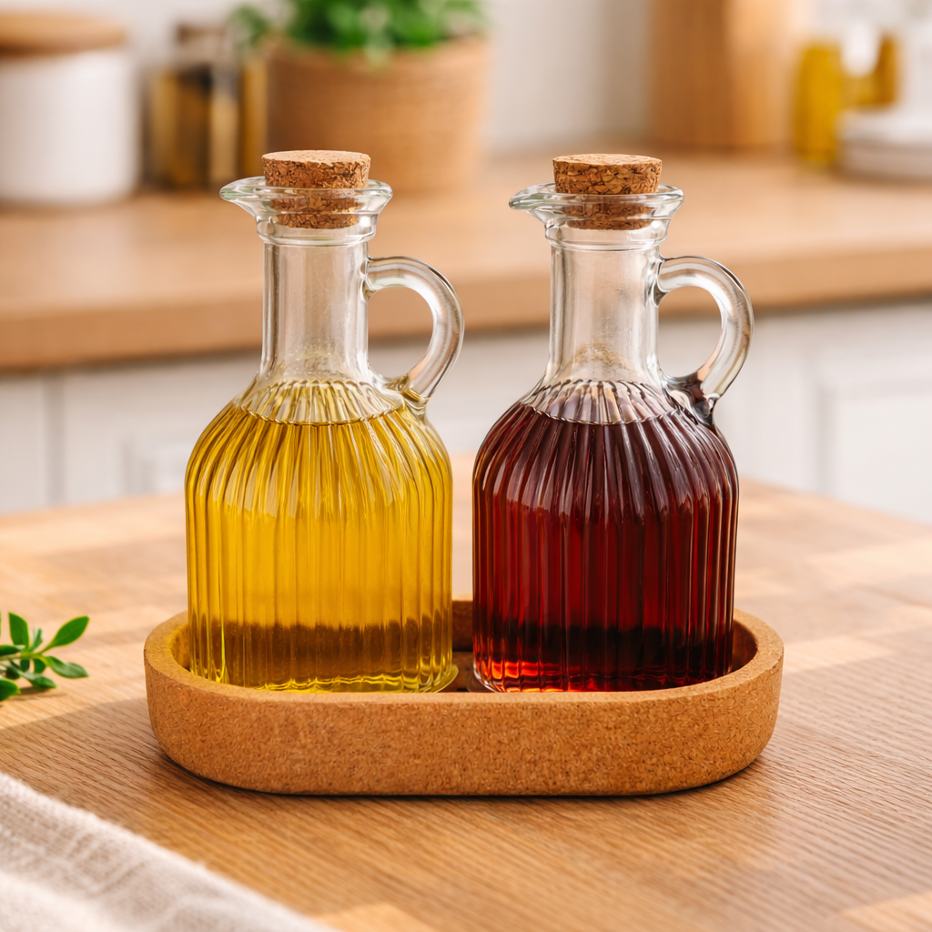 ALTINBAS SET HUILE ET VINAIGRE EN VERRE x3 PCS