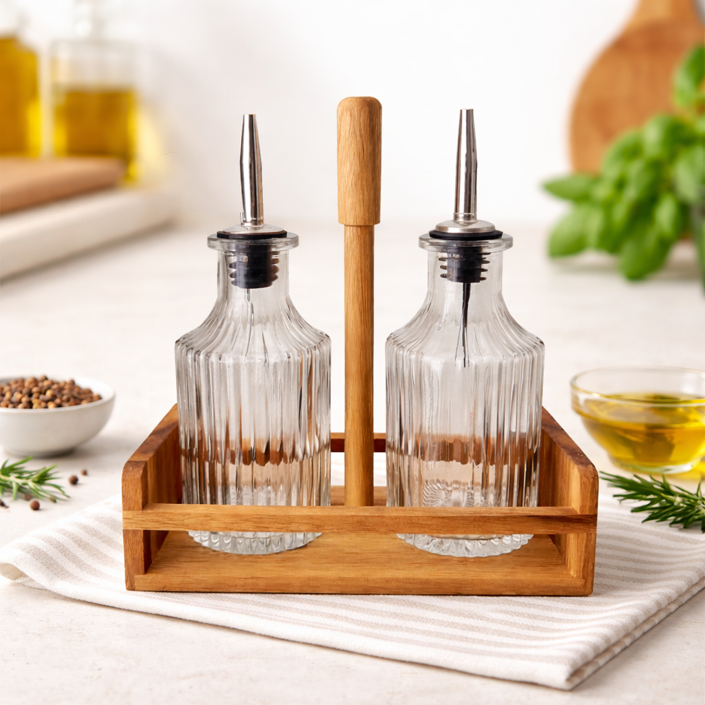 ALTINBAS SET HUILE ET VINAIGRE EN VERRE x3 PCS