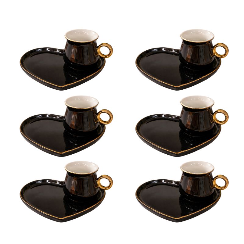 SERVICE A CAFE COEUR NOIR LISERE DORE x12 PCS