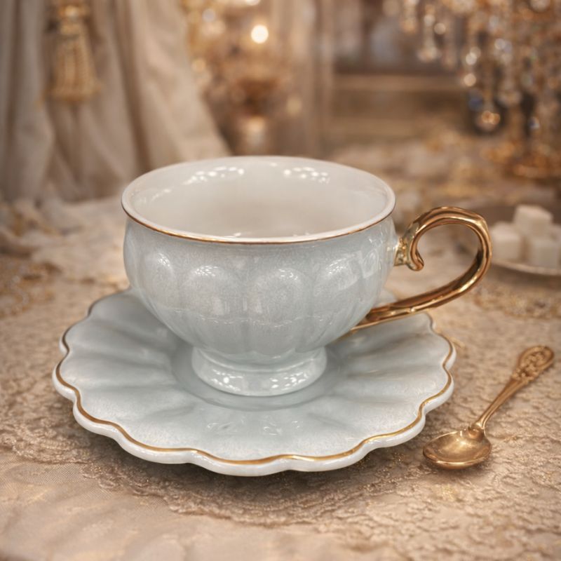 SERVICE A CAFE GRIS LISERE DORE x12 PCS