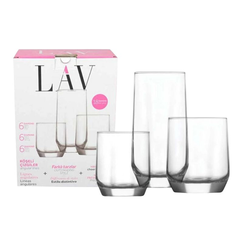 LAV DIAMOND SET DE VERRE x18 PCS