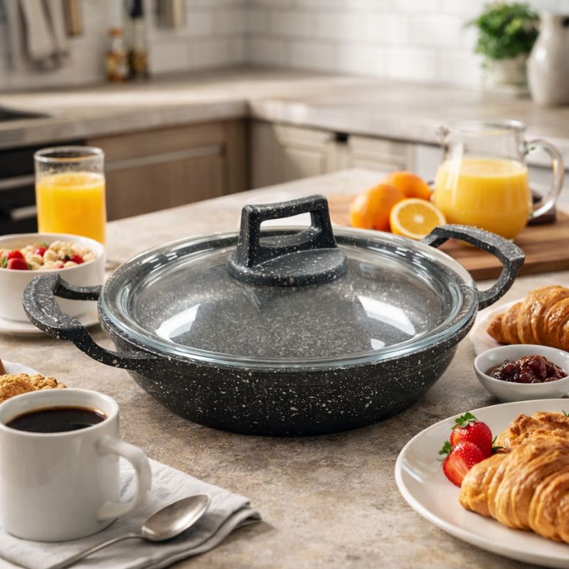 IRON POELE / SAUTEUSE 2 ANSES GRANIT AVEC COUVERCLE Ø20 CM NON INDUCTION