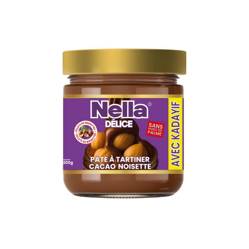 NELLA PÂTE A TARTINER CACAO NOISETTE AVEC ECLATS ET KADAYIF 200 GR