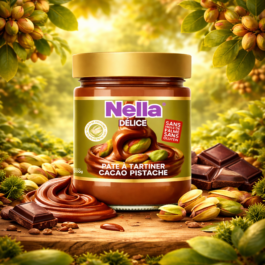 NELLA PÂTE A TARTINER CACAO PISTACHE AVEC ECLATS 200 GR