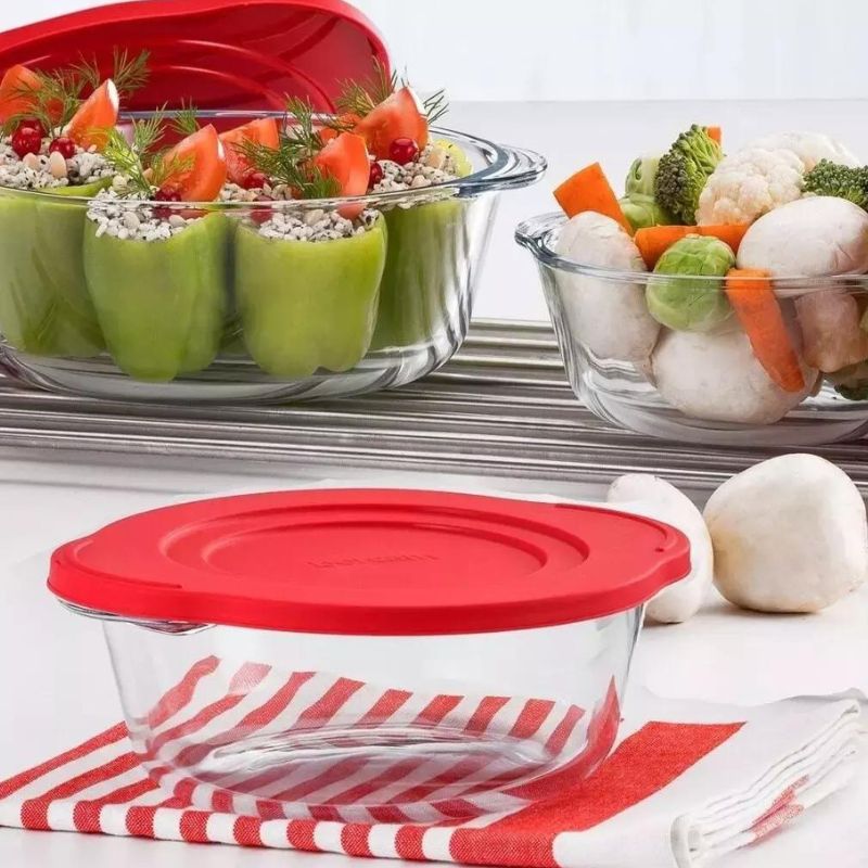 Plat à Four Rond en Verre Avec Couvercle Silicone 1,45 Lt BORCAM