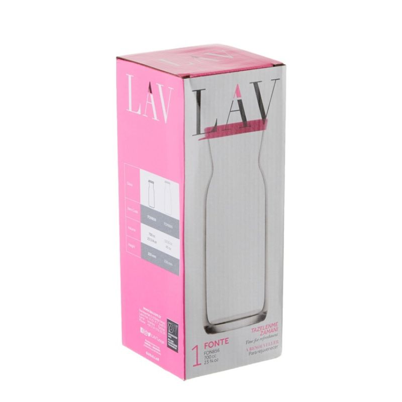 Carafe d'Eau en Verre Avec Bouchon Silicone Rose 700ml FONTE