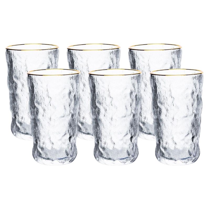 Verre Long Effet Glacé Finition Liseré Doré x6 pièces (GL1 03G) - ALTINBAS