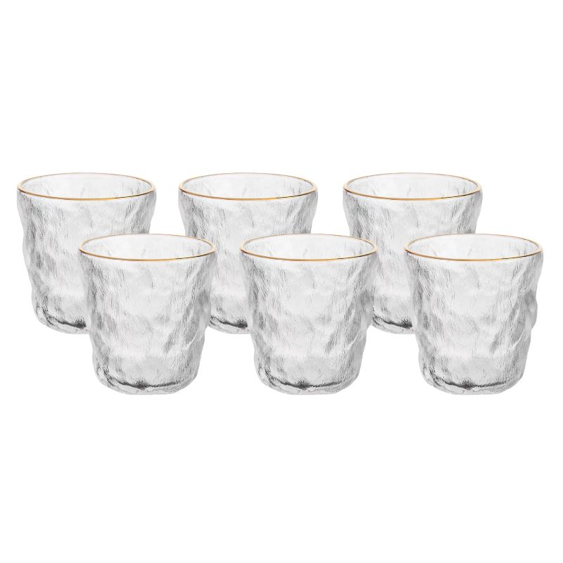 Verre Court Effet Glacé Finition Liseré Doré x6 pièces (GL1 04G) - ALTINBAS
