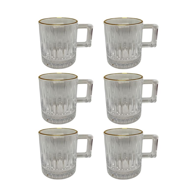 Mug en Verre Court Finition Liseré Doré x4 pièces (GL1 08G) - ALTINBAS