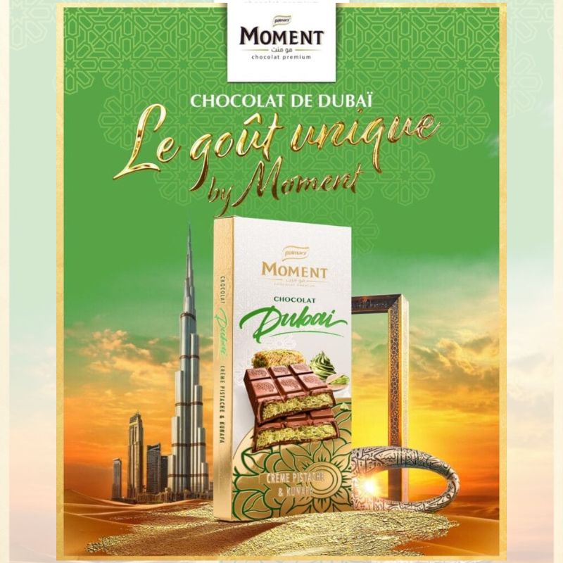 Tablette de Chocolat Dubaï Crème de Pistache et Kunafa 150gr - MOMENT